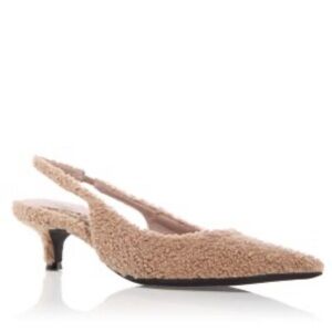 NWOT Gianni Bini Britnie Faux Shearling Kitten Heel Slingback Pump size 8.5